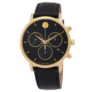 movado museum classic quartz black dial men's watch 0607779