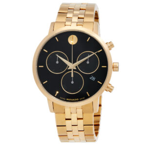movado museum classic quartz black dial men's watch 0607810