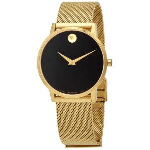 movado museum classic quartz black dial watch 0607396