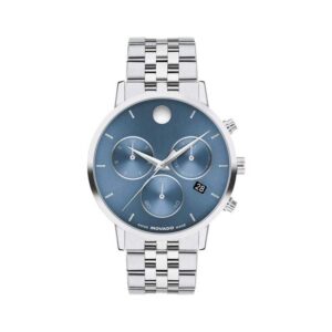 movado museum quartz blue dial men's watch 0607998