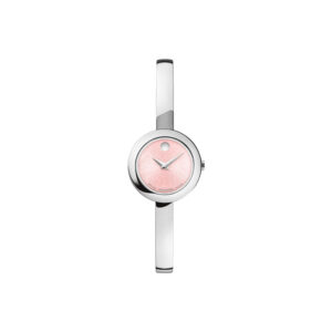 movado museum quartz pink dial ladies watch 608062