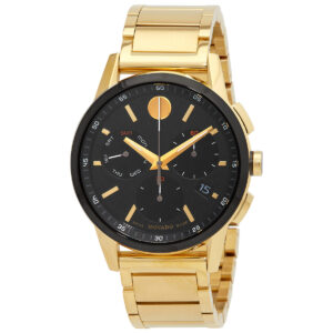 movado museum sport chronograph quartz black dial men's watch 0607803