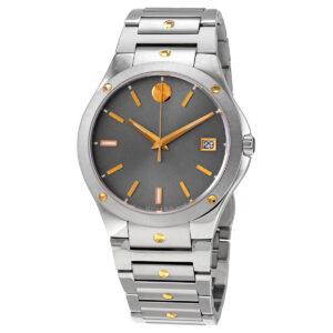 Home movado quartz grey sunray dial men's watch 0607514