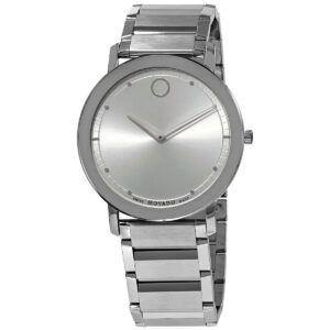 movado sapphire quartz silver dial men's watch 0607407