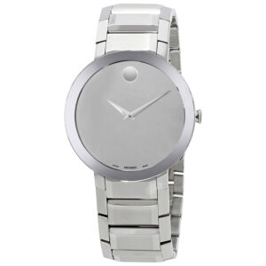 movado sapphire silver mirror dial men's watch 0607178