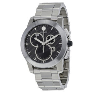 movado vizio black carbon fiber stainless steel men's watch 0606551