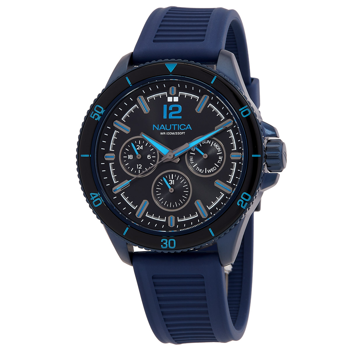 nautica nct windros multifunction quartz black dial men's watch napwrs401 nautica nct windros multifunction quartz black dial men's watch napwrs401