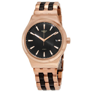 swatch open box swatch sistem dafne automatic black dial men's watch yig400g
