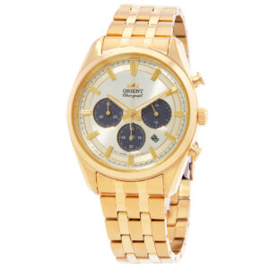 Витрина orient contemporary chronograph champagne dial men's watch ra tx0301g