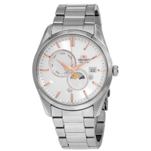 Home orient sun and moon automatic white dial men's watch ra ak0306s10b