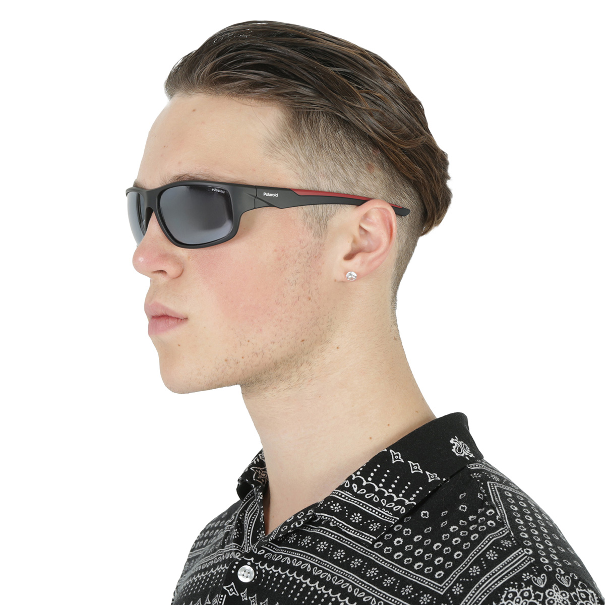 polaroid polarized grey wrap men's sunglasses pld 7010/s 0oit/ex 64 polaroid polarized grey wrap men's sunglasses pld 7010/s 0oit/ex 64