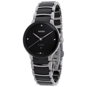 rado centrix diamonds quartz black dial ladies watch r30026712