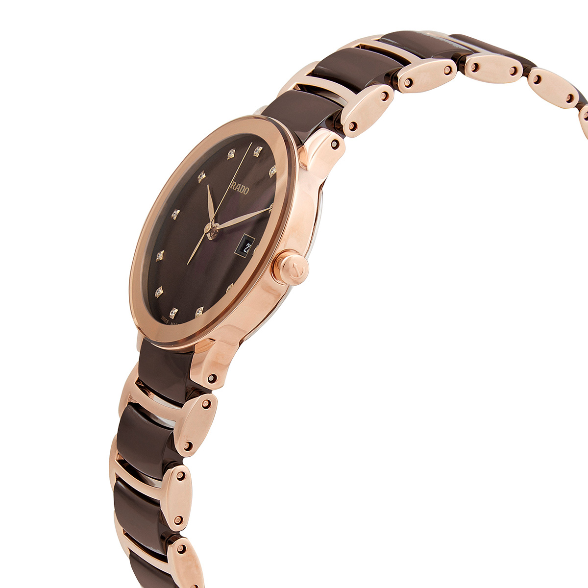 rado centrix diamonds quartz brown dial ladies watch 30555724 rado centrix diamonds quartz brown dial ladies watch 30555724
