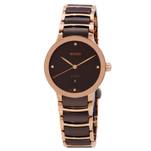 Home rado centrix diamonds quartz brown dial ladies watch r30024712