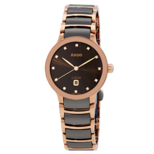 Home rado centrix diamonds quartz brown dial ladies watch r30024732