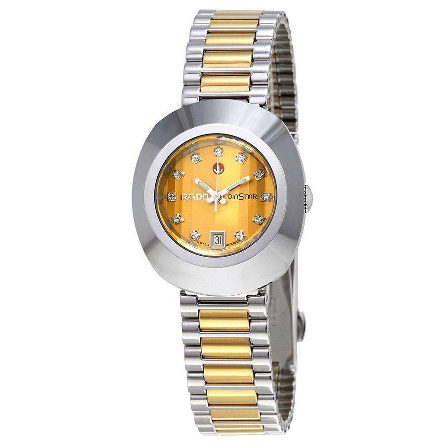 rado original diastar automatic diamond gold dial ladies watch r12403633 rado original diastar automatic diamond gold dial ladies watch r12403633