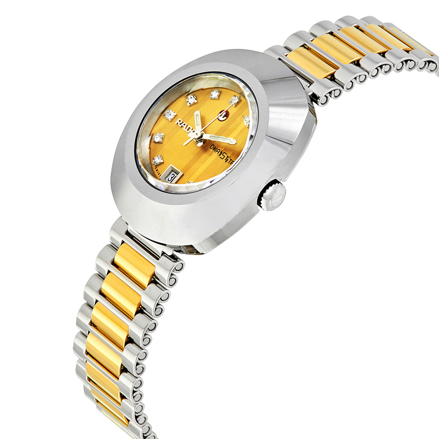 rado original diastar automatic diamond gold dial ladies watch r12403633 rado original diastar automatic diamond gold dial ladies watch r12403633
