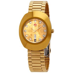 rado the original automatic gold dial yellow gold pvd men's watch r12413503