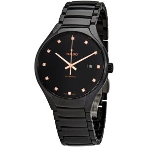 rado true automatic diamond black dial men's watch r27056732