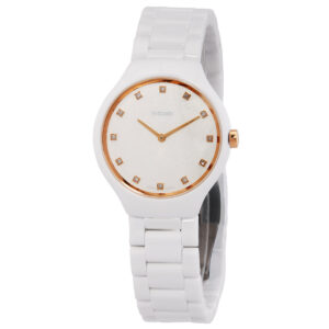 Home rado true round thinline quartz diamond white dial ladies watch r27958722