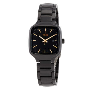 Home rado true square quartz black dial ladies watch r27080162