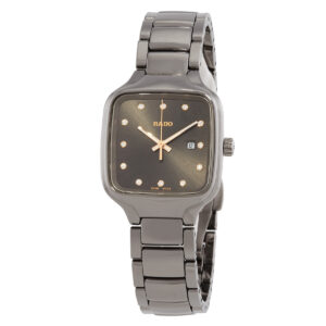 rado true square quartz diamond grey dial ladies watch r27079702