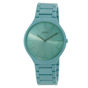 rado true thinline quartz green dial men's watch r27096662