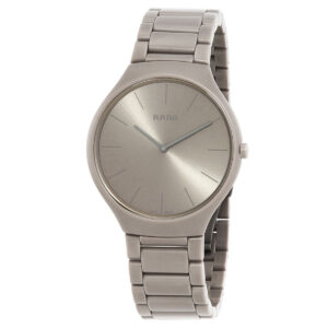 rado true thinline quartz grey dial men's watch r27098682