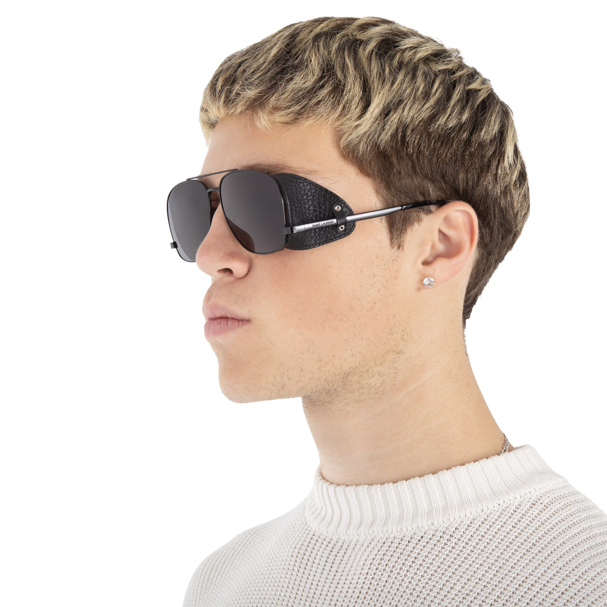 saint laurent black pilot men's sunglasses sl 653 leon leather spoiler 002 59 saint laurent black pilot men's sunglasses sl 653 leon leather spoiler 002 59