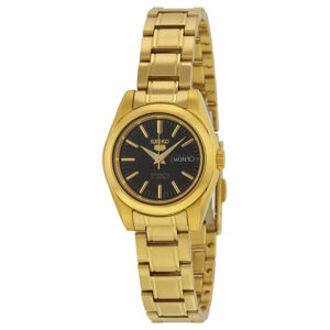 Витрина seiko 5 automatic black dial gold tone ladies watch symk22