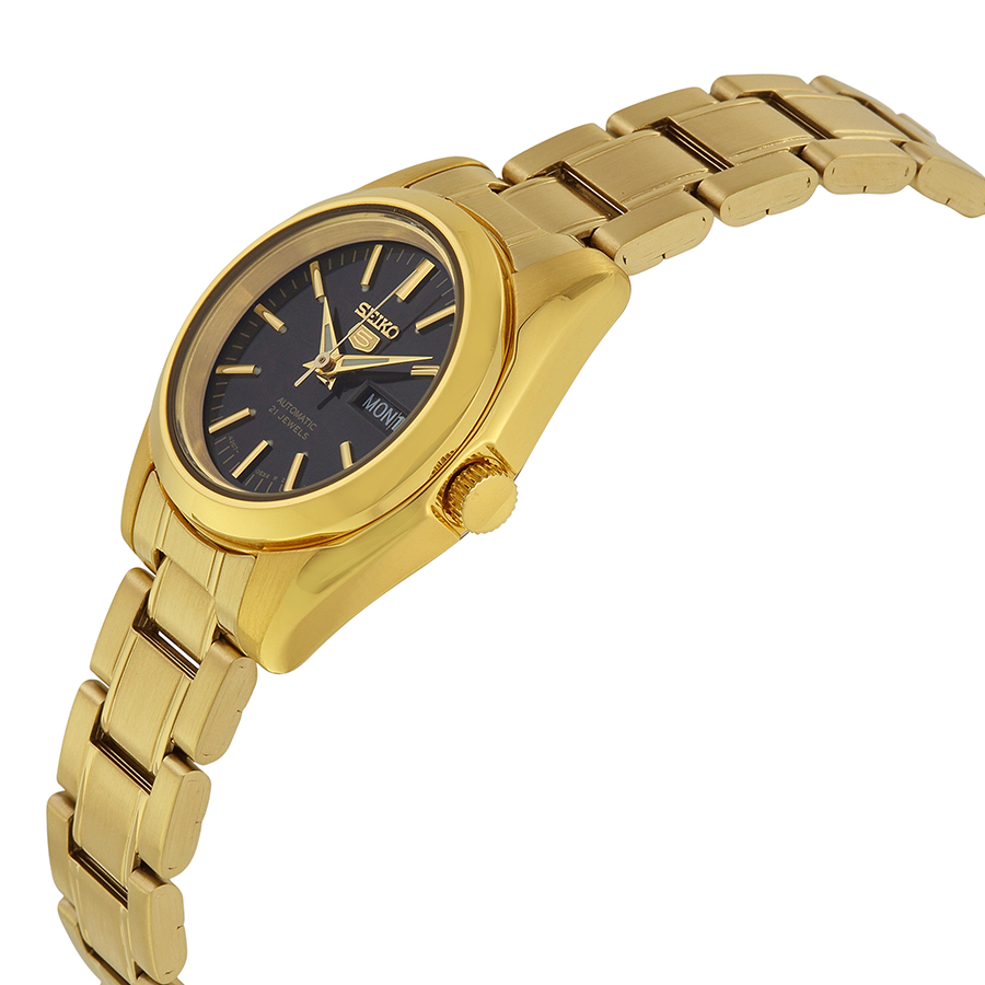 seiko 5 automatic black dial gold tone ladies watch symk22 seiko 5 automatic black dial gold tone ladies watch symk22