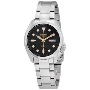 Home seiko 5 automatic black dial stainless steel men's watch srpe57k1