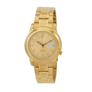 seiko 5 automatic gold dial yellow gold tone men's watch snkk38j1
