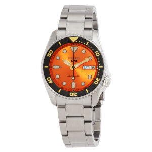 Home seiko 5 sports automatic orange dial men's watch srpk35k1