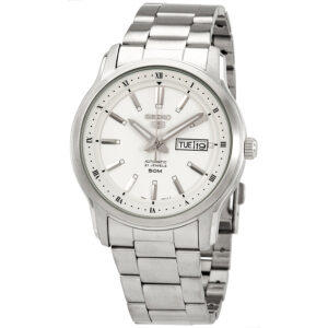 Витрина seiko 5 automatic white dial stainless steel men's watch snkp09j1
