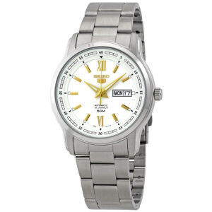 Home seiko 5 automatic white dial stainless steel men's watch snkp15k1s