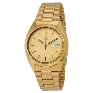 Home seiko 5 automatic champagne dial men's watch snxl72