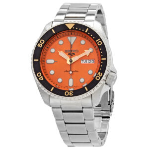 Home seiko 5 sports automatic orange dial men's watch srpd59k1