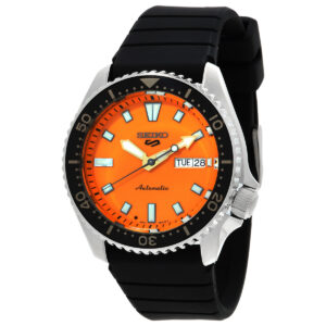 Home seiko 5 sports automatic orange dial men's watch srpl89k1