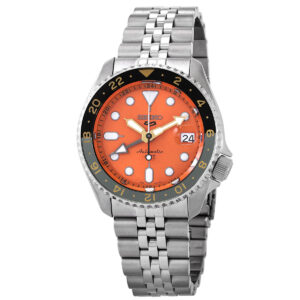 Home seiko 5 sports gmt automatic orange dial men's watch ssk005k1