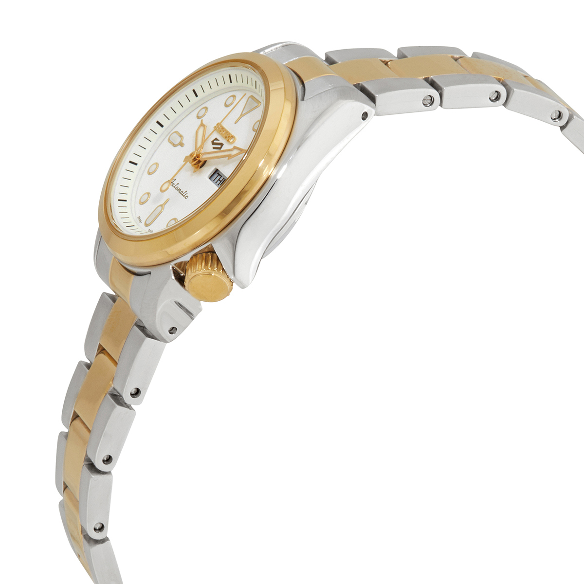 seiko 5 sports white dial two tone ladies watch sre004k1 seiko 5 sports white dial two tone ladies watch sre004k1