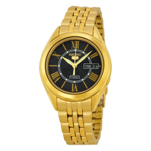 Витрина seiko 5 vintage automatic black dial yellow gold plated men's watch snkl40