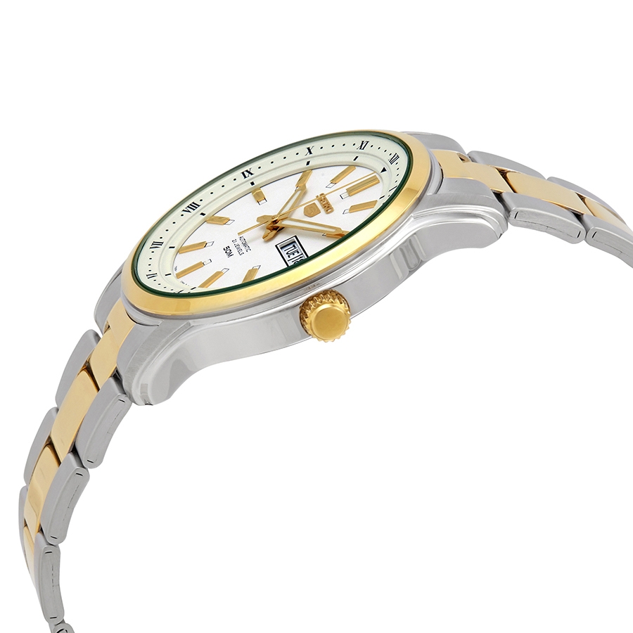 seiko series 5 automatic white dial two tone men's watch snkp14k1s seiko series 5 automatic white dial two tone men's watch snkp14k1s