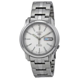 Home seiko automatic white dial stainless steel men's watch snkl75