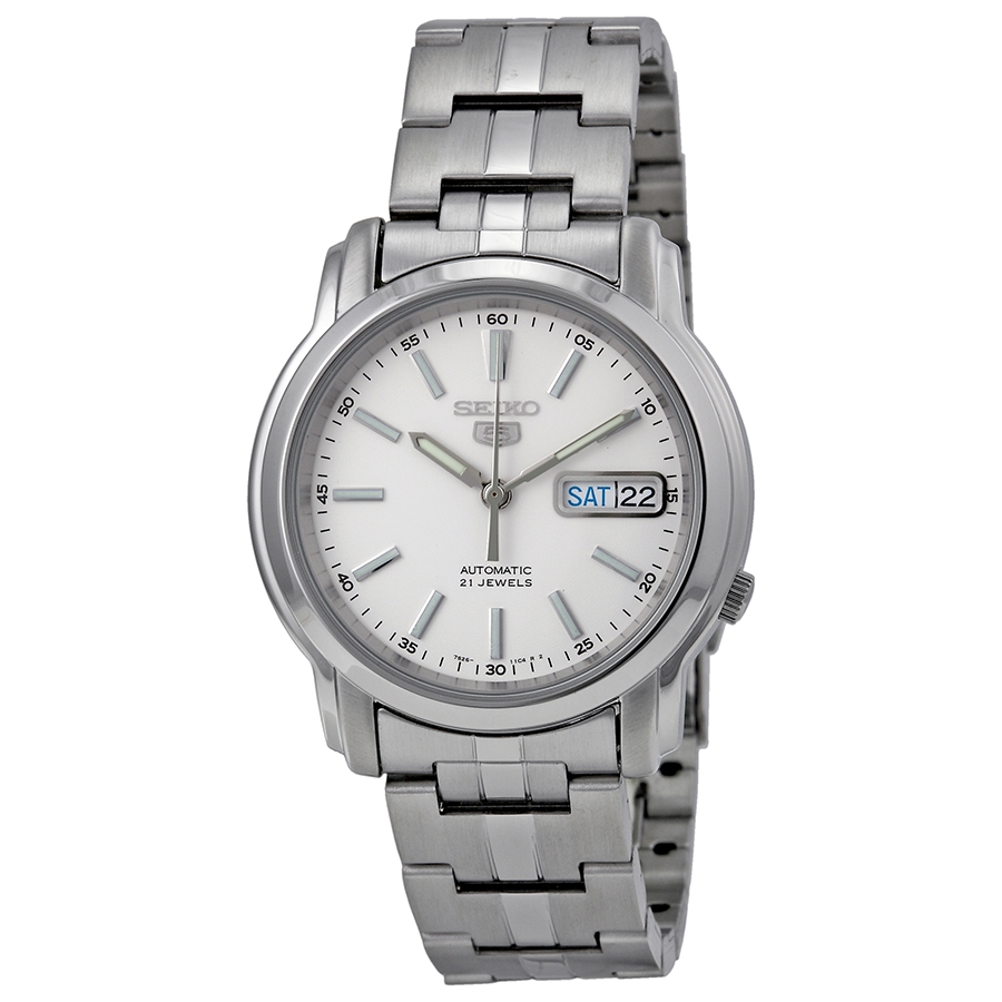 seiko automatic white dial stainless steel men's watch snkl75 seiko automatic white dial stainless steel men's watch snkl75