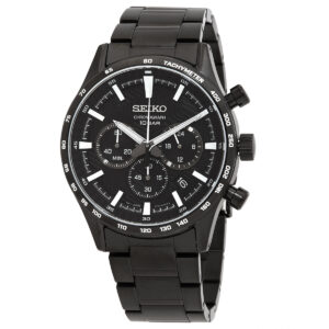 seiko chronograph quartz black dial men's watch ssb415p1