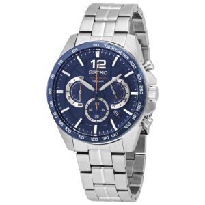 Home seiko essentials chronograph quartz blue dial men's watch ssb345