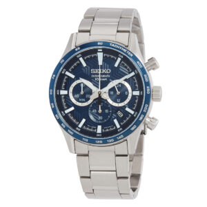 seiko chronograph quartz blue dial men's watch ssb445p1
