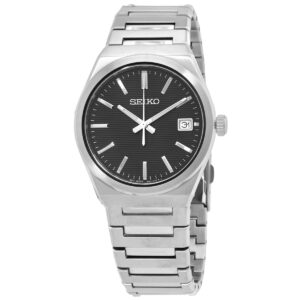 Home seiko classic quartz black dial men's watch sur557p1