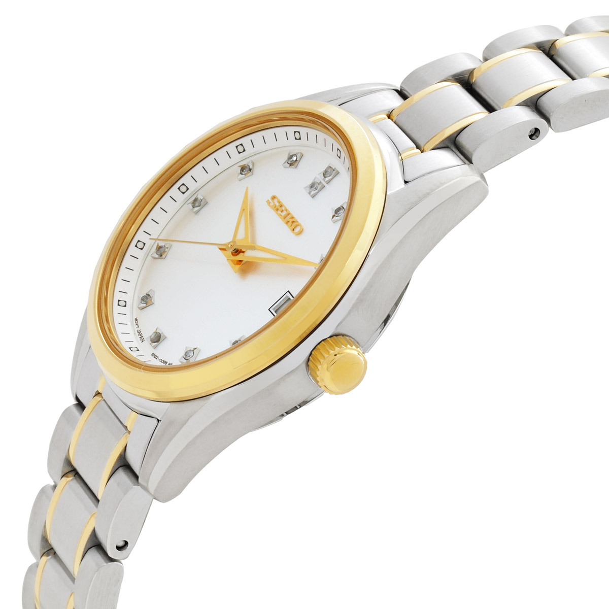seiko diamonds quartz silver dial two tone ladies watch sur582p1 seiko diamonds quartz silver dial two tone ladies watch sur582p1
